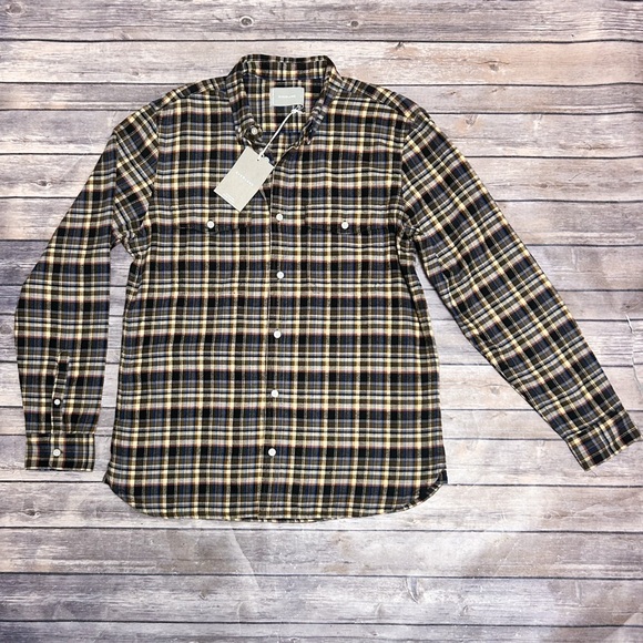 Everlane The Brushed Flannel Beech Plaid Mens Button Up Shirt Large New